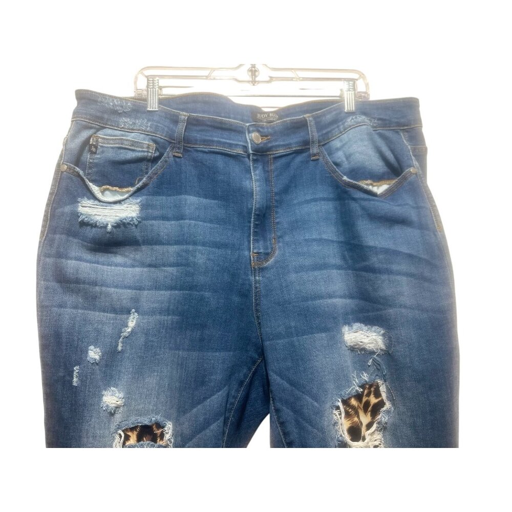 Judy Blue Skinny Fit Jeans Women 22W Blue High Rise Animal Print Patches Stretch - Picture 11 of 11